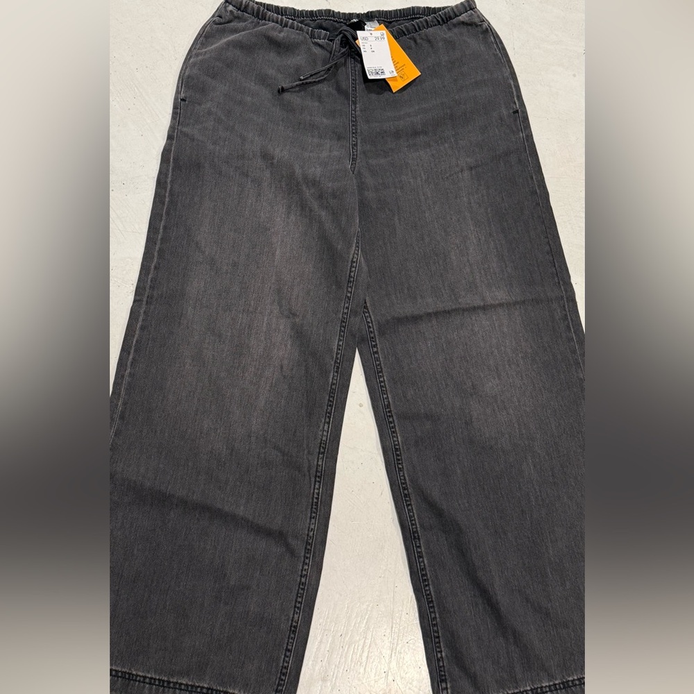 H&M Women's Washed Black Wide Leg Pants